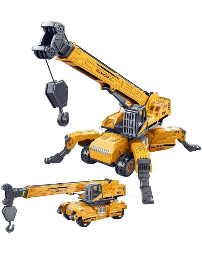 Meghasky Construction Crane Robot Transformer Toy, Yellow and Black, Friction Powered with 360 Degree Rotating Arm, Working Hook and Cable, Retractable Stabilizer Legs, Rolling Wheels, Durable Plastic - Image 1